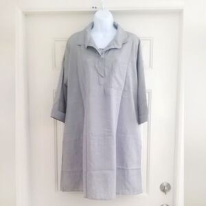 NWOT Gray Chambray Trapeze Shirt Dress (XL) 3/4 Sleeves A-Line Tunic